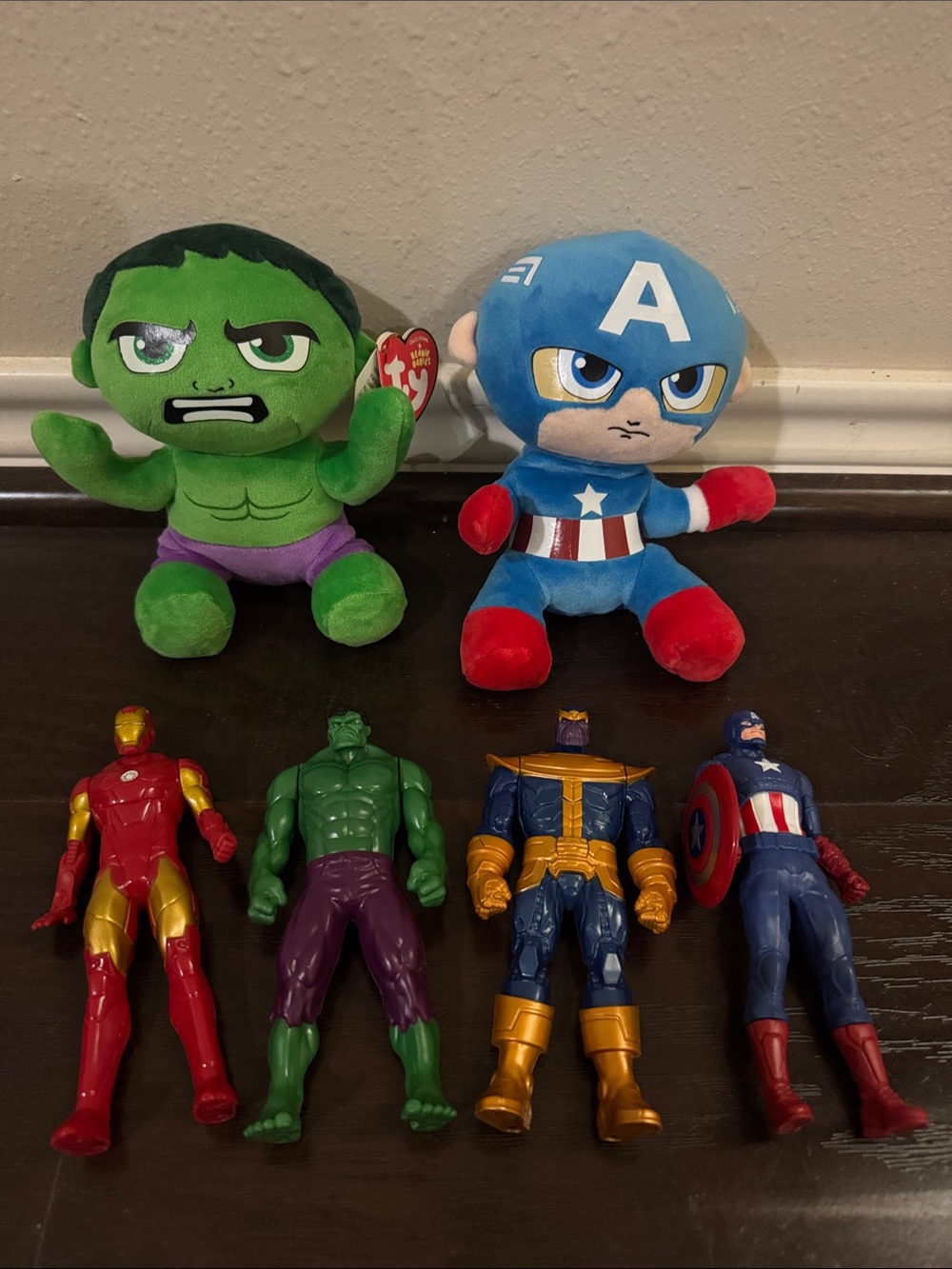 Marvel-Inspired Plush & Action Figure Set - Green, Blue, Red